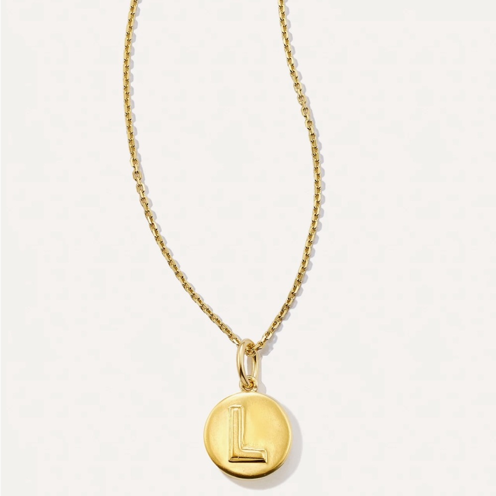 KENDRA SCOTT Letter L Coin Pendant Necklace in 18k Gold Vermeil - NWT